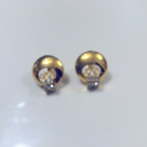Napier Couture Vintage Gold clip on earrings with Rhinestones